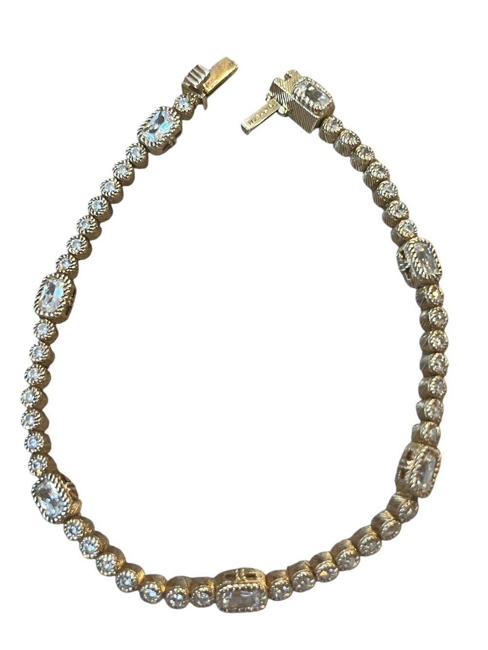 Judith Ripka CZ Sterling 925 Gold Clad Tennis Bracelet - Sparkling Link Design